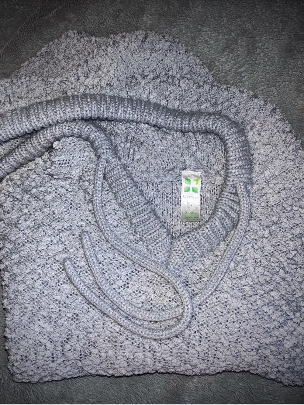 GreenTea Popcorn Bubble Knit Cowl Sweater - Light Gray